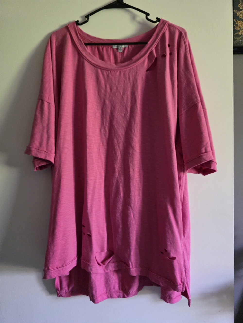 white birch Distressed Hot Pink Short Sleeve Tee
